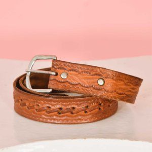 Vintage Hand Tooled Leather Belt Size XL
